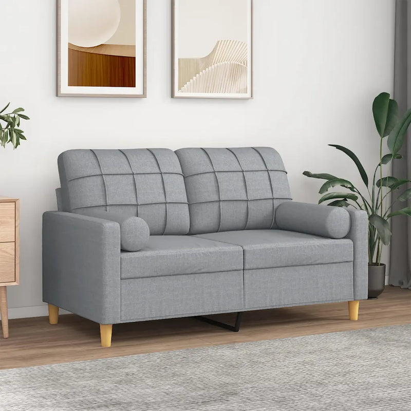 2-Seater Sofa with Throw Pillows Light Grey 120 cm Fabric