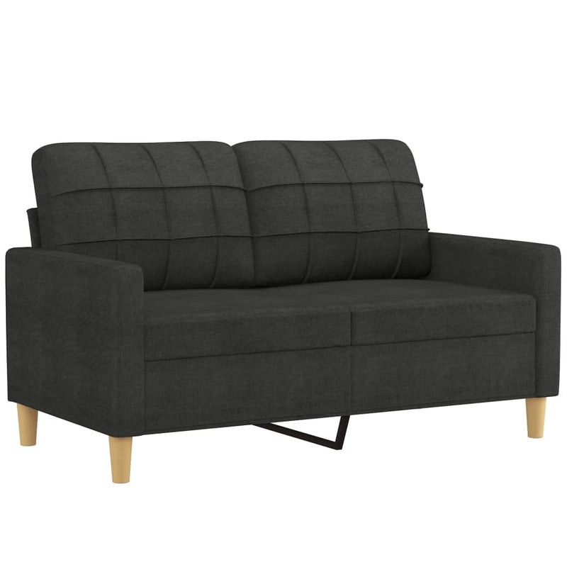 2-Seater Sofa with Throw Pillows Black 120 cm Fabric