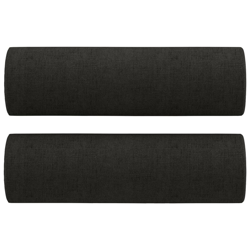 2-Seater Sofa with Throw Pillows Black 140 cm Fabric