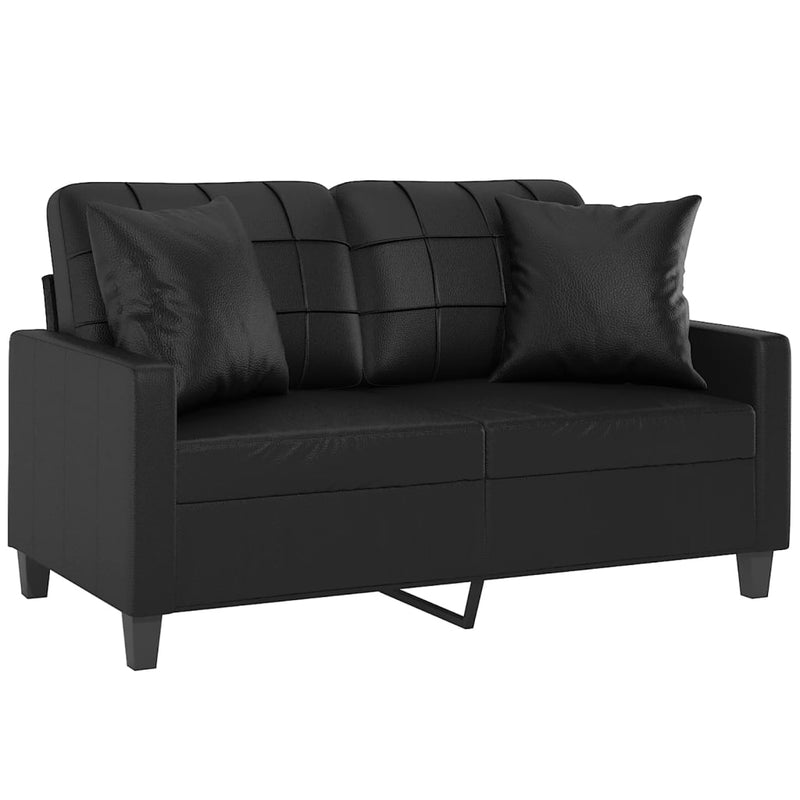 2-Seater Sofa with Throw Pillows Black 120 cm Faux Leather