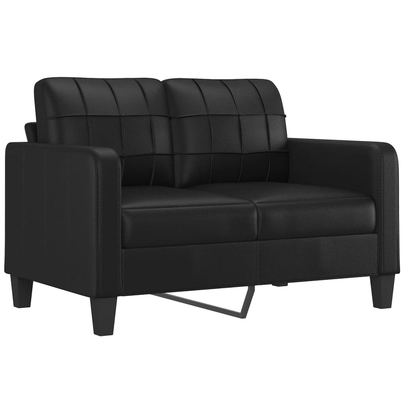 2-Seater Sofa with Throw Pillows Black 120 cm Faux Leather