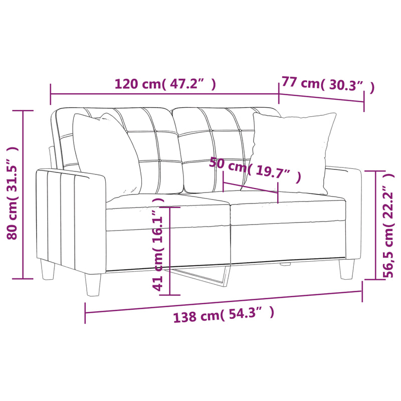 2-Seater Sofa with Throw Pillows Black 120 cm Faux Leather