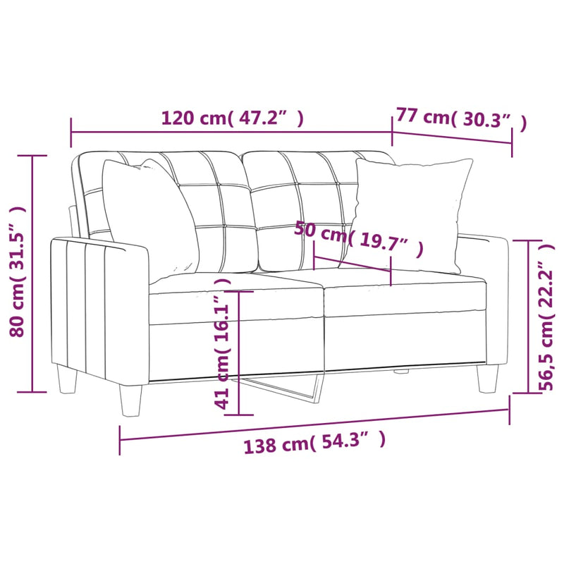 vidaXL 2-Seater Sofa with Throw Pillows Grey 120 cm Faux Leather