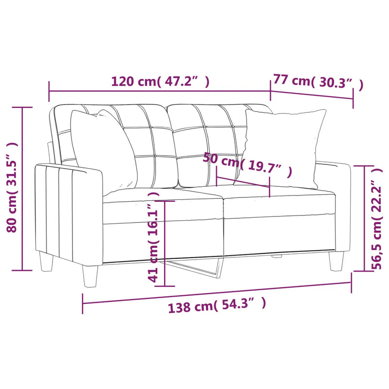 2-Seater Sofa with Throw Pillows Cappuccino 120 cm Faux Leather