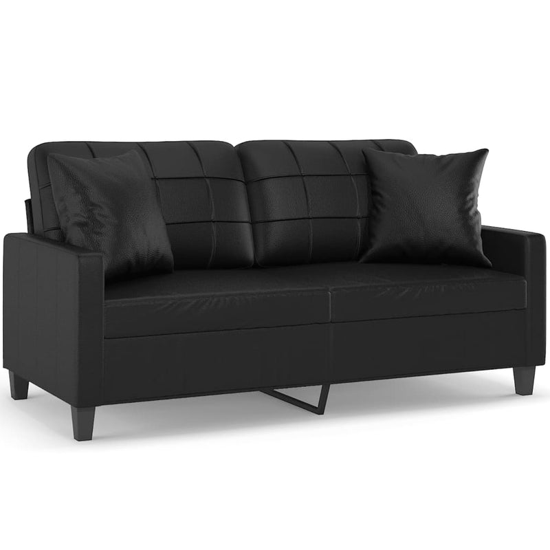 vidaXL 2-Seater Sofa with Throw Pillows Black 140 cm Faux Leather