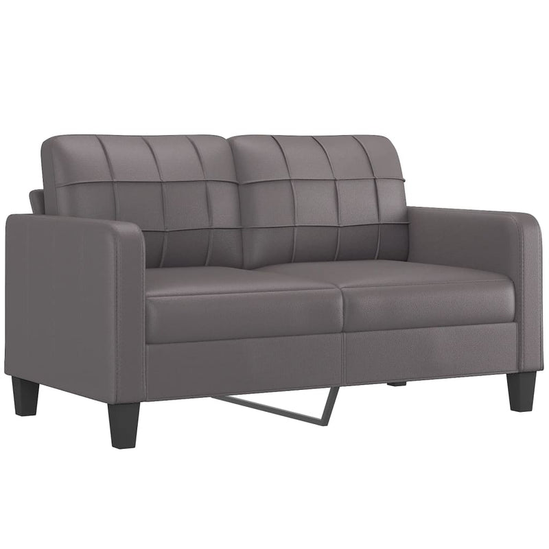 vidaXL 2-Seater Sofa with Throw Pillows Grey 140 cm Faux Leather