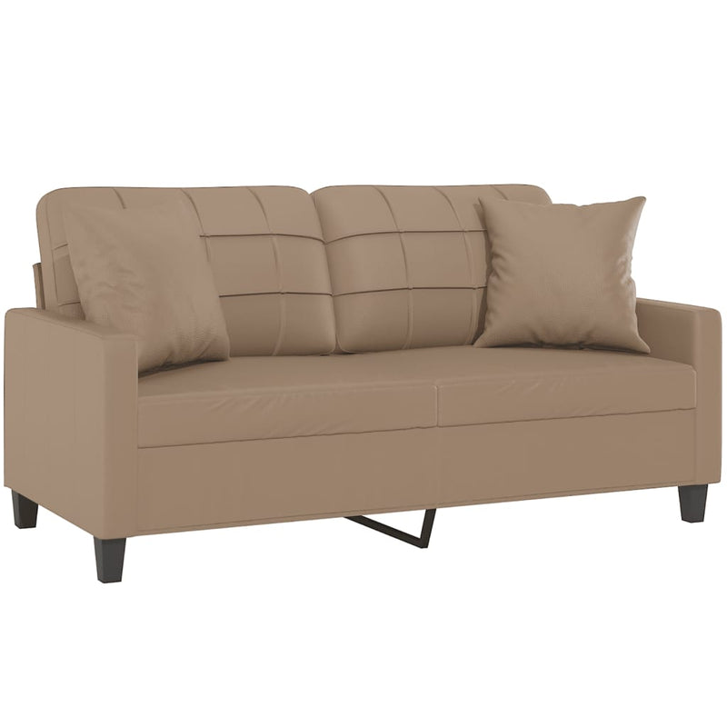 vidaXL 2-Seater Sofa with Throw Pillows Cappuccino 140 cm Faux Leather