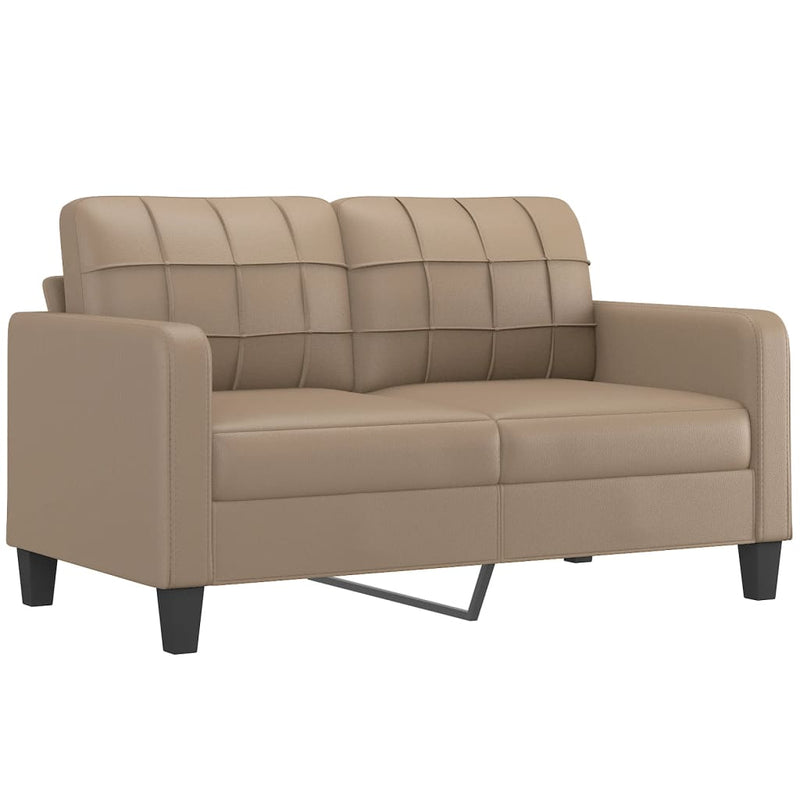 vidaXL 2-Seater Sofa with Throw Pillows Cappuccino 140 cm Faux Leather