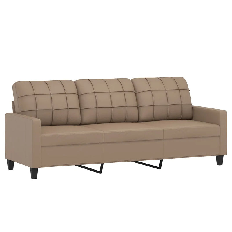 3-Seater Sofa with Throw Pillows Cappuccino 180 cm Faux Leather