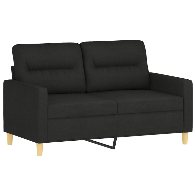 2-Seater Sofa with Throw Pillows Black 120 cm Fabric