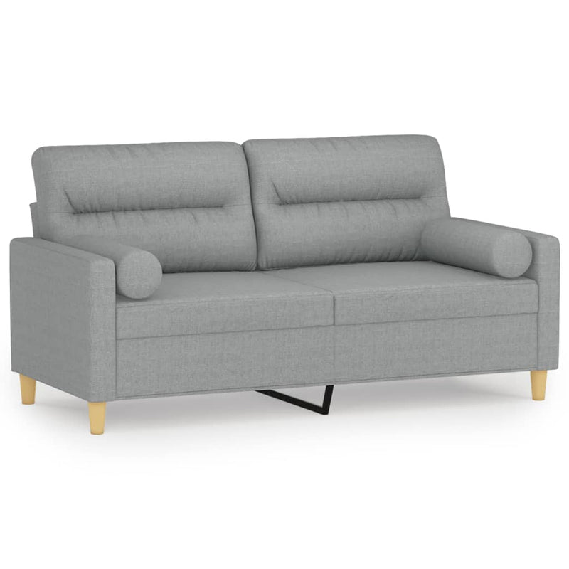 vidaXL 2-Seater Sofa with Throw Pillows Light Grey 140 cm Fabric