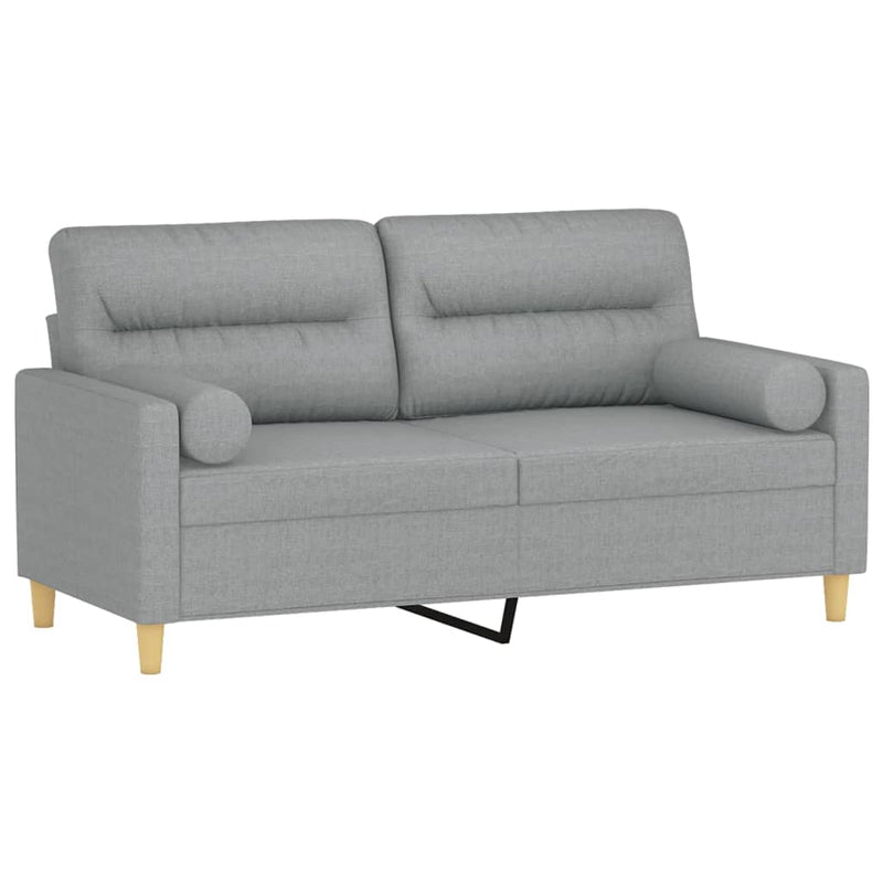vidaXL 2-Seater Sofa with Throw Pillows Light Grey 140 cm Fabric
