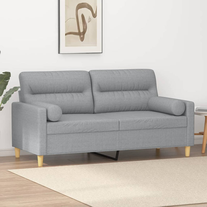 vidaXL 2-Seater Sofa with Throw Pillows Light Grey 140 cm Fabric