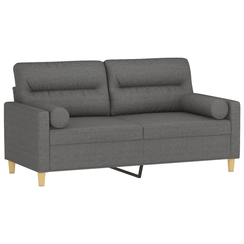 2-Seater Sofa with Throw Pillows Dark Grey 140 cm Fabric