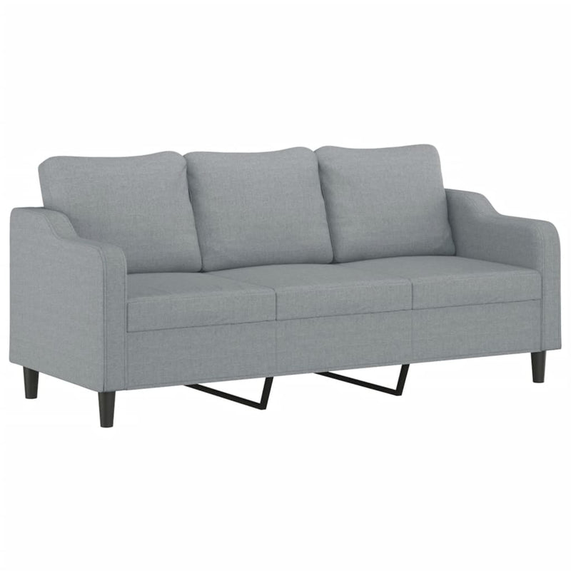 3-Seater Sofa with Throw Pillows Light Grey 180 cm Fabric