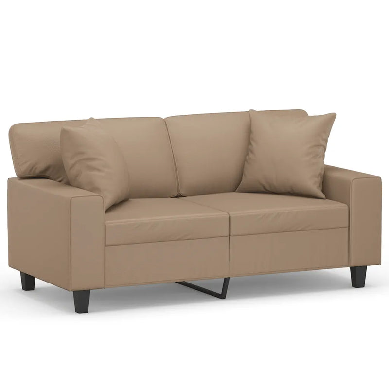 2-Seater Sofa with Throw Pillows Cappuccino 120 cm Faux Leather