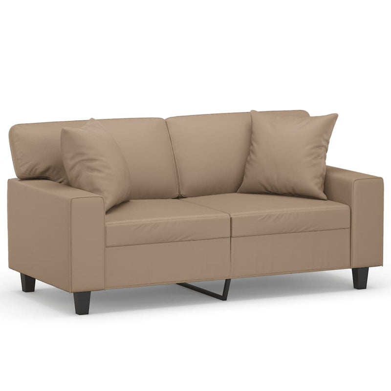 vidaXL 2-Seater Sofa with Throw Pillows Cappuccino 120 cm Faux Leather