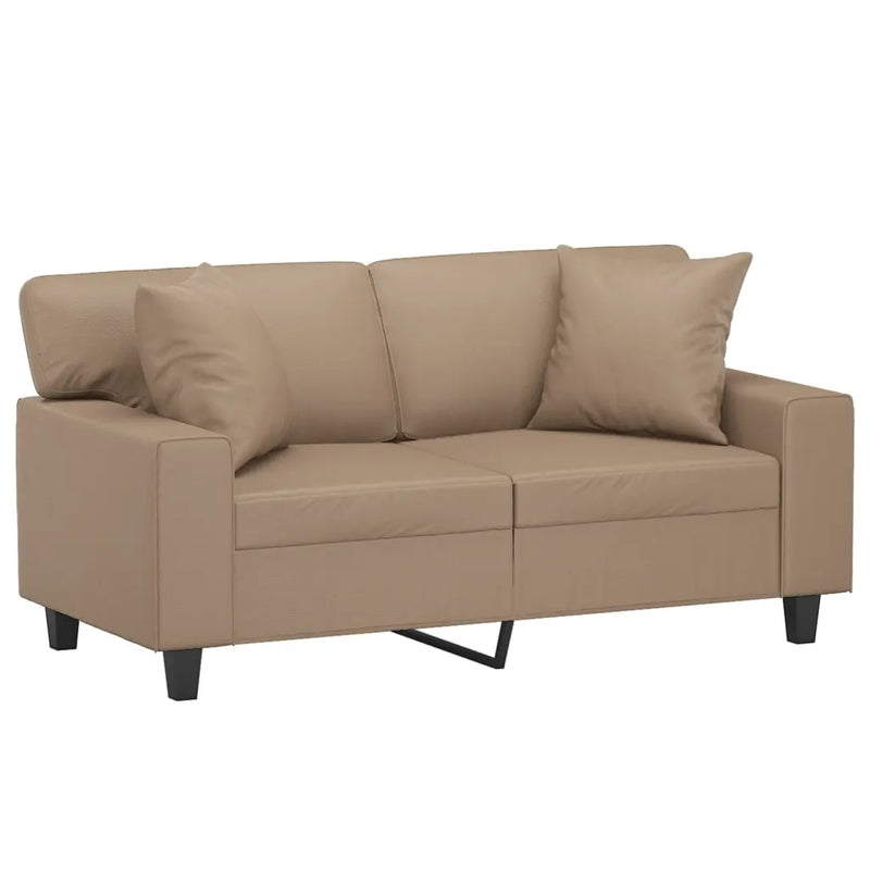2-Seater Sofa with Throw Pillows Cappuccino 120 cm Faux Leather