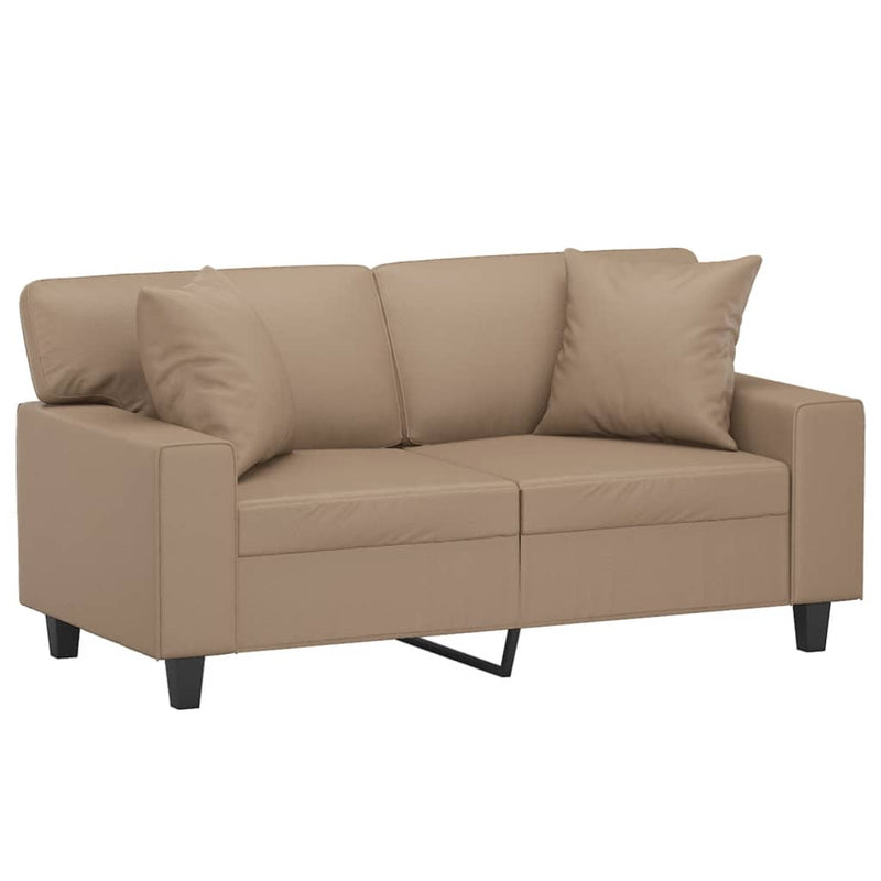 vidaXL 2-Seater Sofa with Throw Pillows Cappuccino 120 cm Faux Leather
