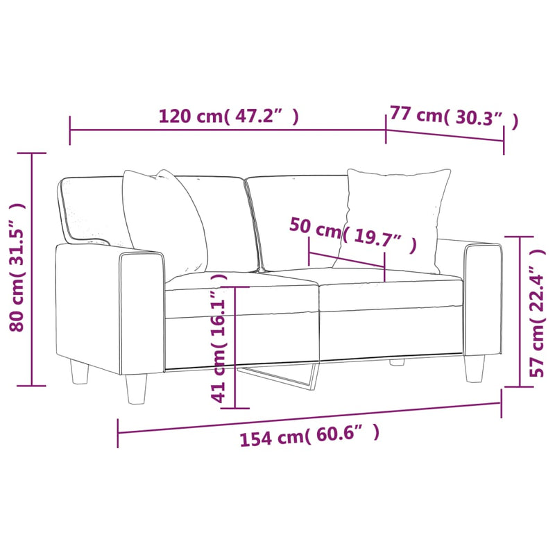 vidaXL 2-Seater Sofa with Throw Pillows Cappuccino 120 cm Faux Leather