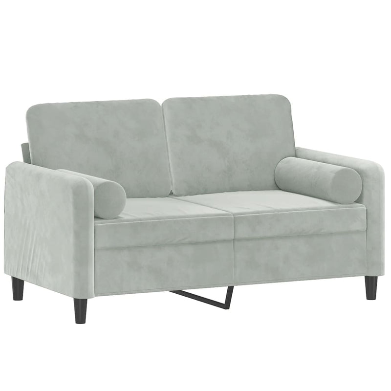 vidaXL 2-Seater Sofa with Throw Pillows Light Grey 120 cm Velvet
