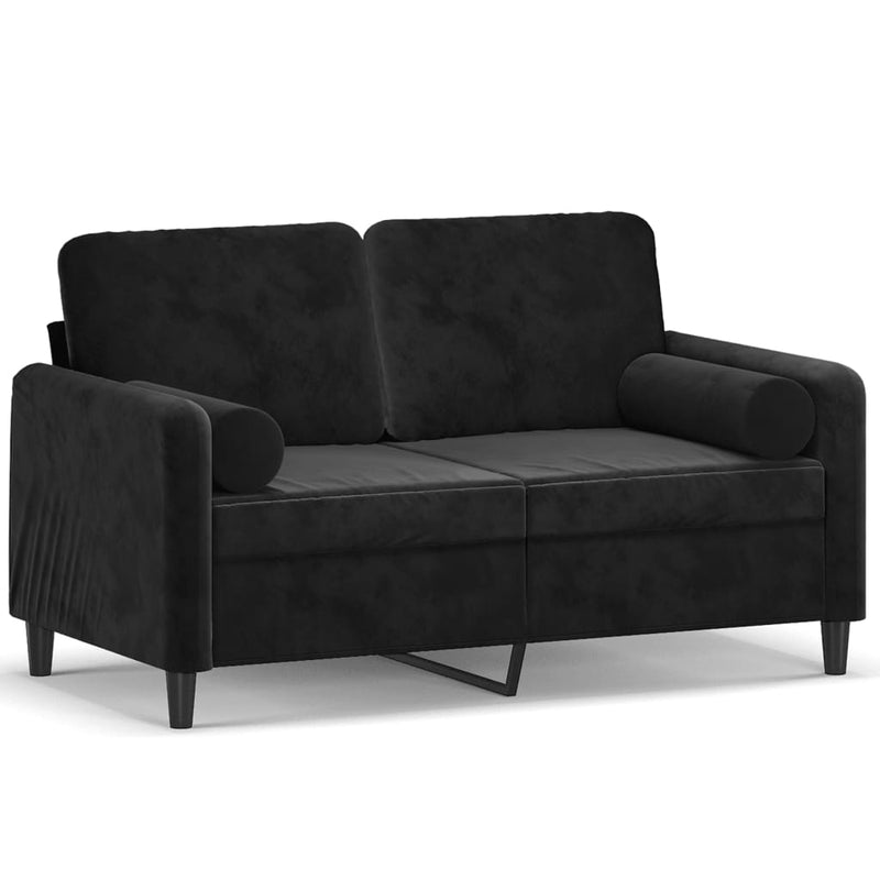 2-Seater Sofa with Throw Pillows Black 120 cm Velvet