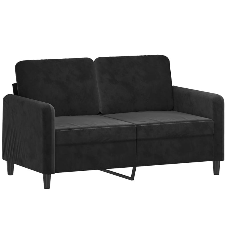 2-Seater Sofa with Throw Pillows Black 120 cm Velvet