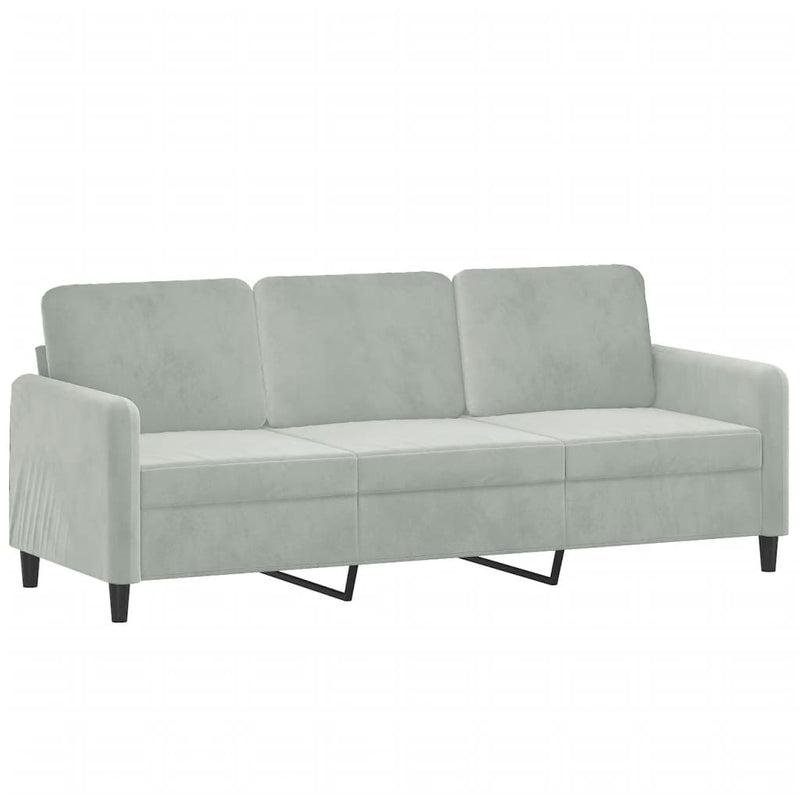 vidaXL 3-Seater Sofa with Throw Pillows Light Grey 180 cm Velvet