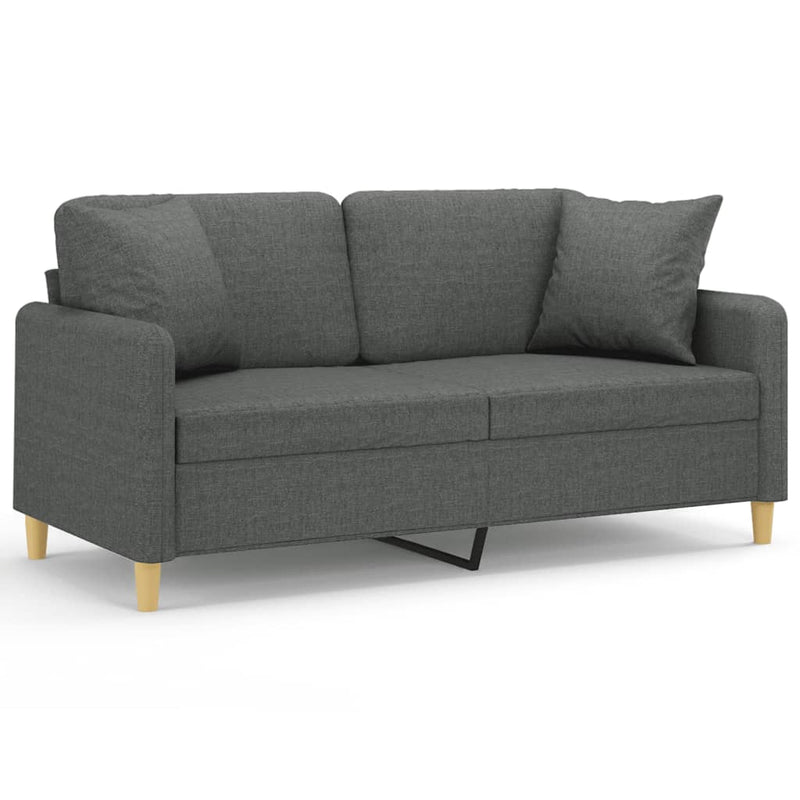 vidaXL 2-Seater Sofa with Throw Pillows Dark Grey 140 cm Fabric