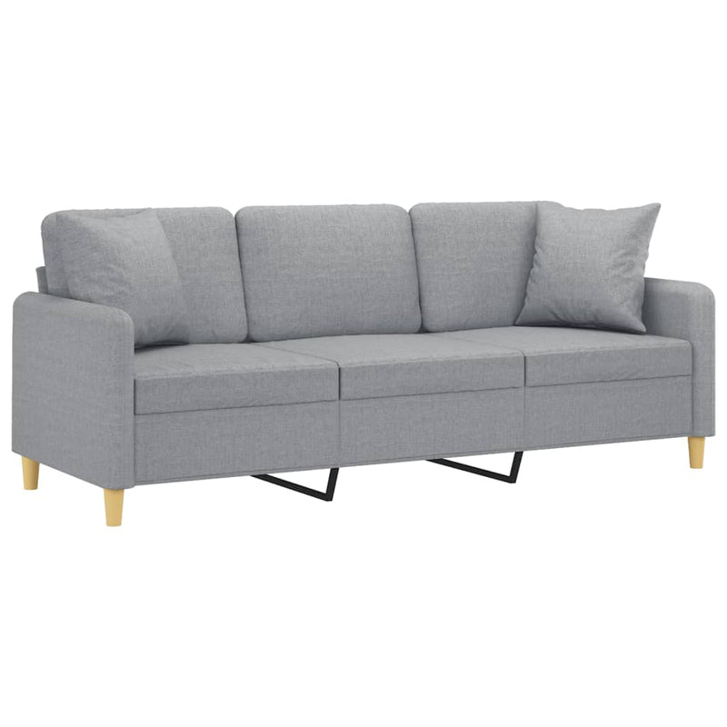vidaXL 3-Seater Sofa with Throw Pillows Light Grey 180 cm Fabric