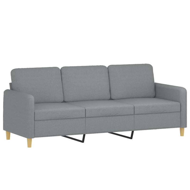 vidaXL 3-Seater Sofa with Throw Pillows Light Grey 180 cm Fabric
