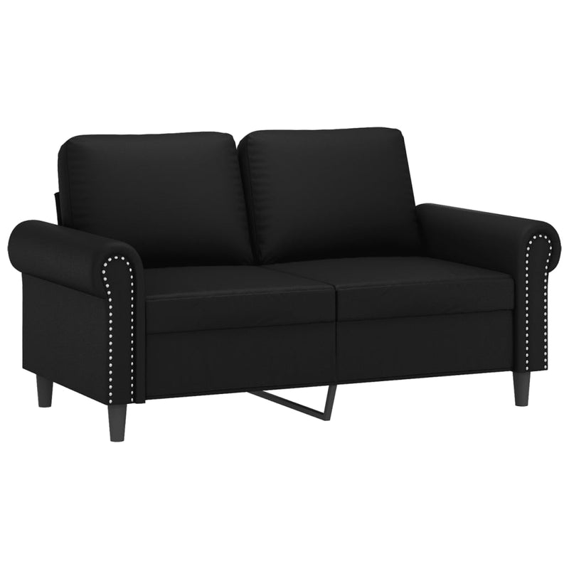 vidaXL 2-Seater Sofa with Throw Pillows Black 120 cm Faux Leather