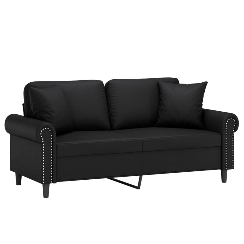 vidaXL 2-Seater Sofa with Throw Pillows Black 140 cm Faux Leather