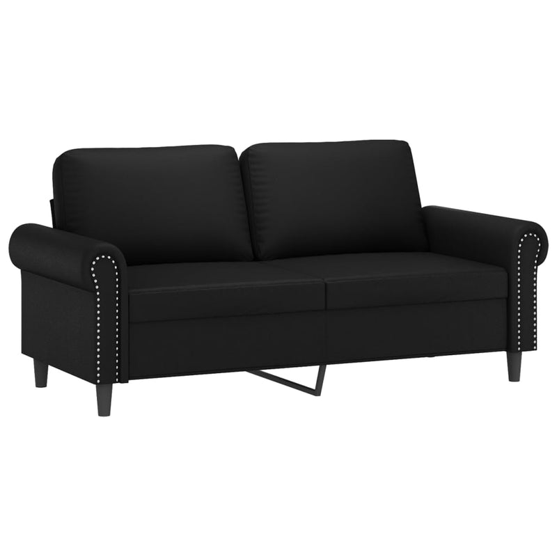 vidaXL 2-Seater Sofa with Throw Pillows Black 140 cm Faux Leather