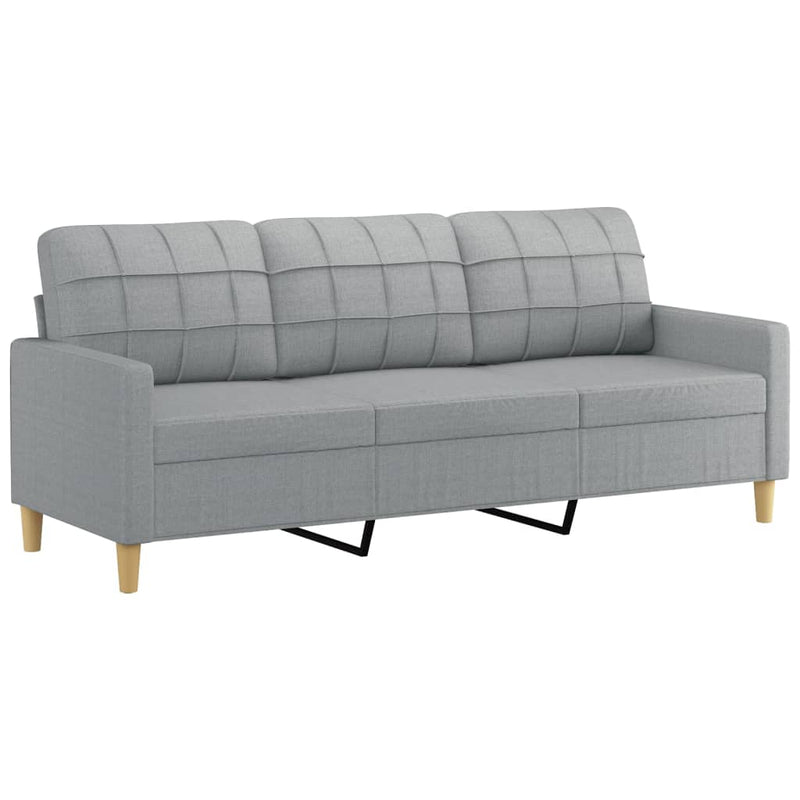 vidaXL 3-Seater Sofa with Footstool Light Grey 180 cm Fabric
