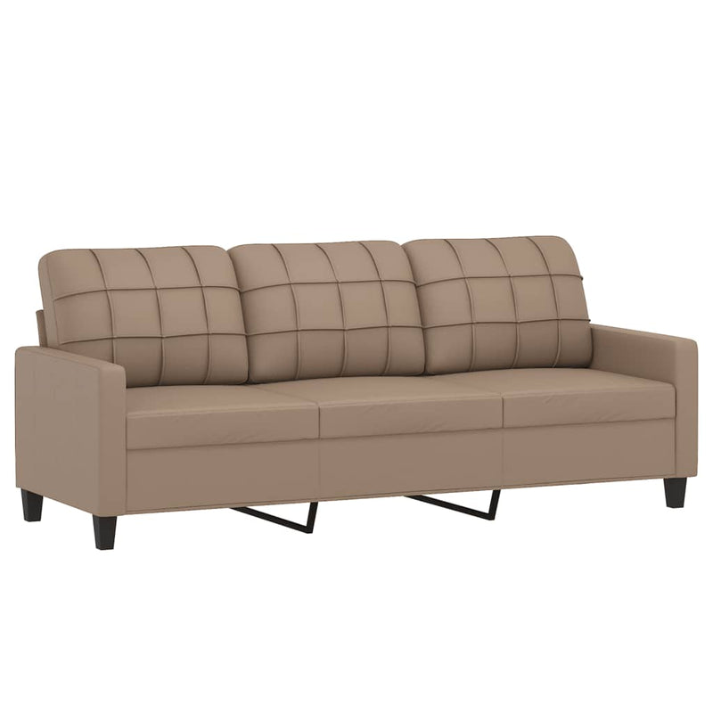 vidaXL 3-Seater Sofa with Footstool Cappuccino 180 cm Faux Leather
