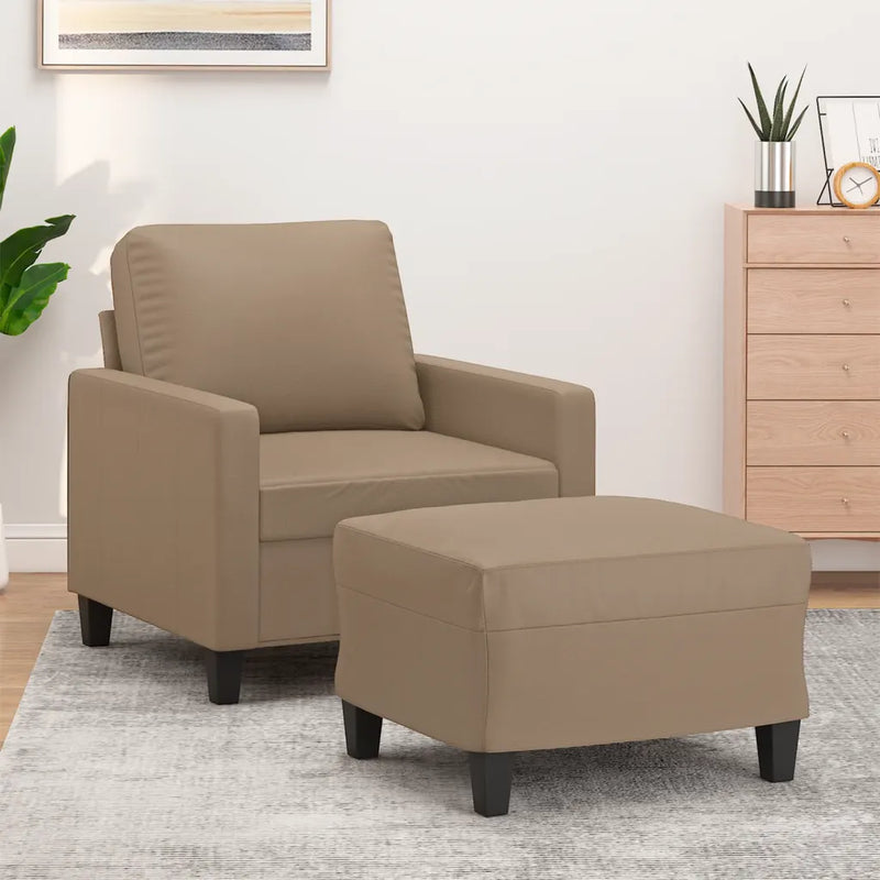 Sofa Chair with Footstool Cappuccino 60 cm Faux Leather