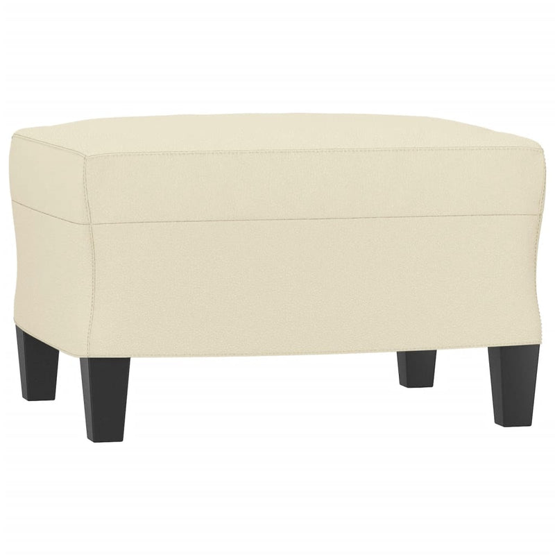 vidaXL 3-Seater Sofa with Footstool Cream 180 cm Faux Leather