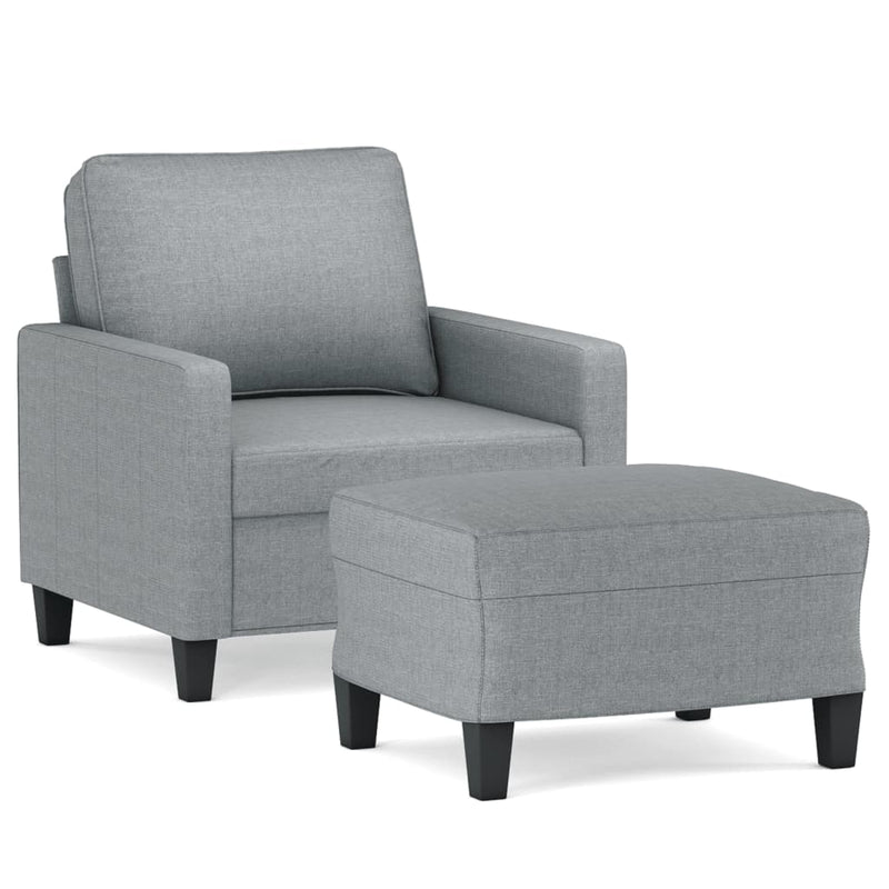 vidaXL Sofa Chair with Footstool Light Grey 60 cm Fabric