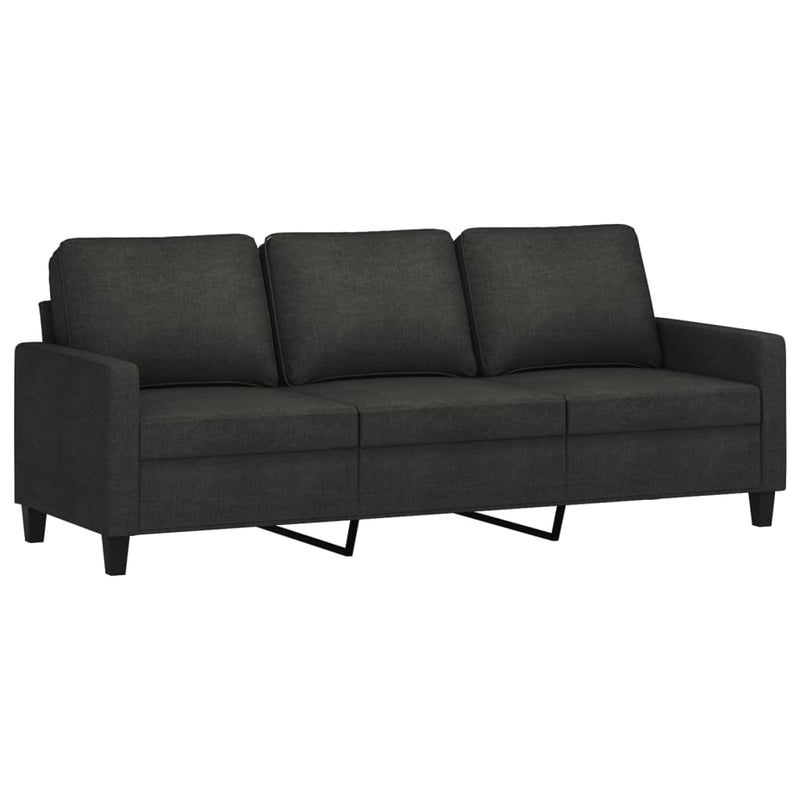 vidaXL 3-Seater Sofa with Footstool Black 180 cm Fabric