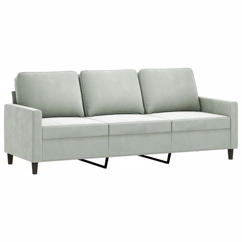 vidaXL 3-Seater Sofa with Footstool Light Grey 180 cm Velvet