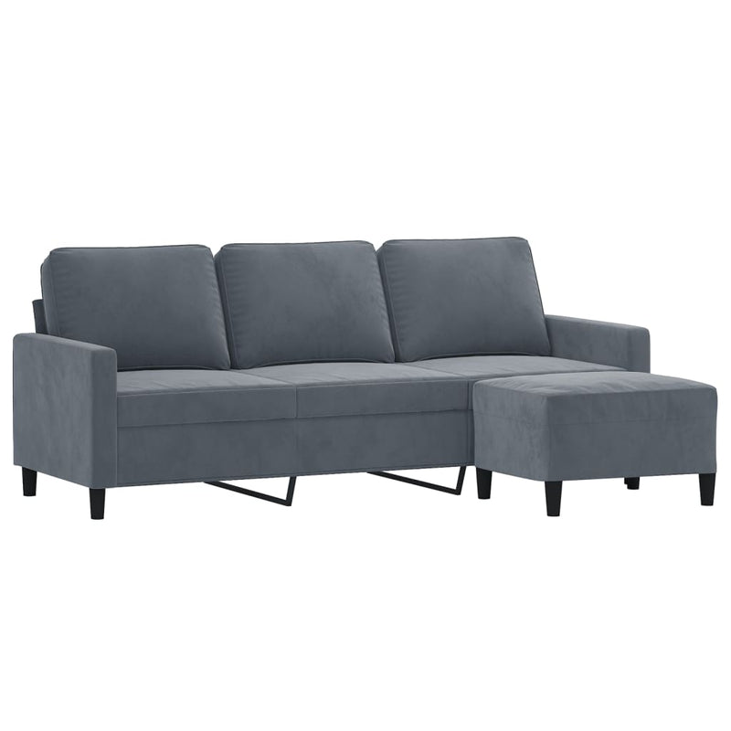 vidaXL 3-Seater Sofa with Footstool Dark Grey 180 cm Velvet