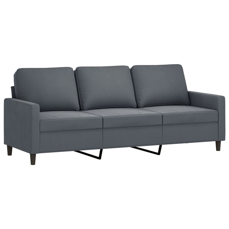 vidaXL 3-Seater Sofa with Footstool Dark Grey 180 cm Velvet