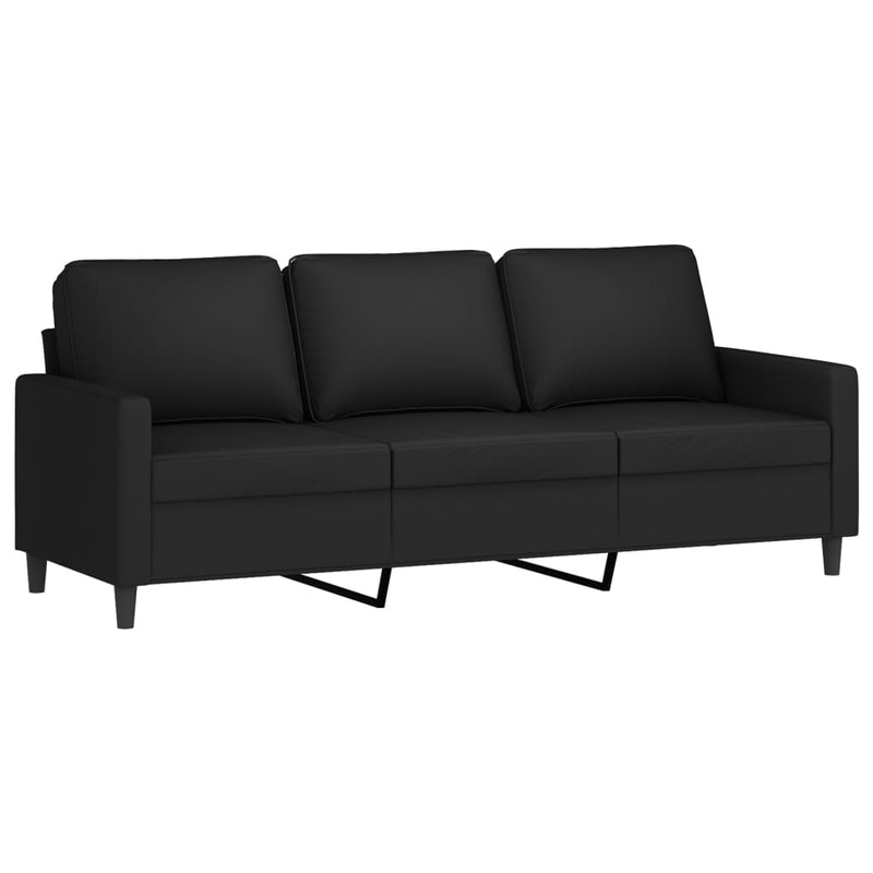 vidaXL 3-Seater Sofa with Footstool Black 180 cm Velvet