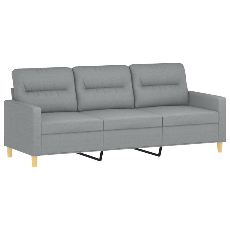 vidaXL 3-Seater Sofa with Footstool Light Grey 180 cm Fabric