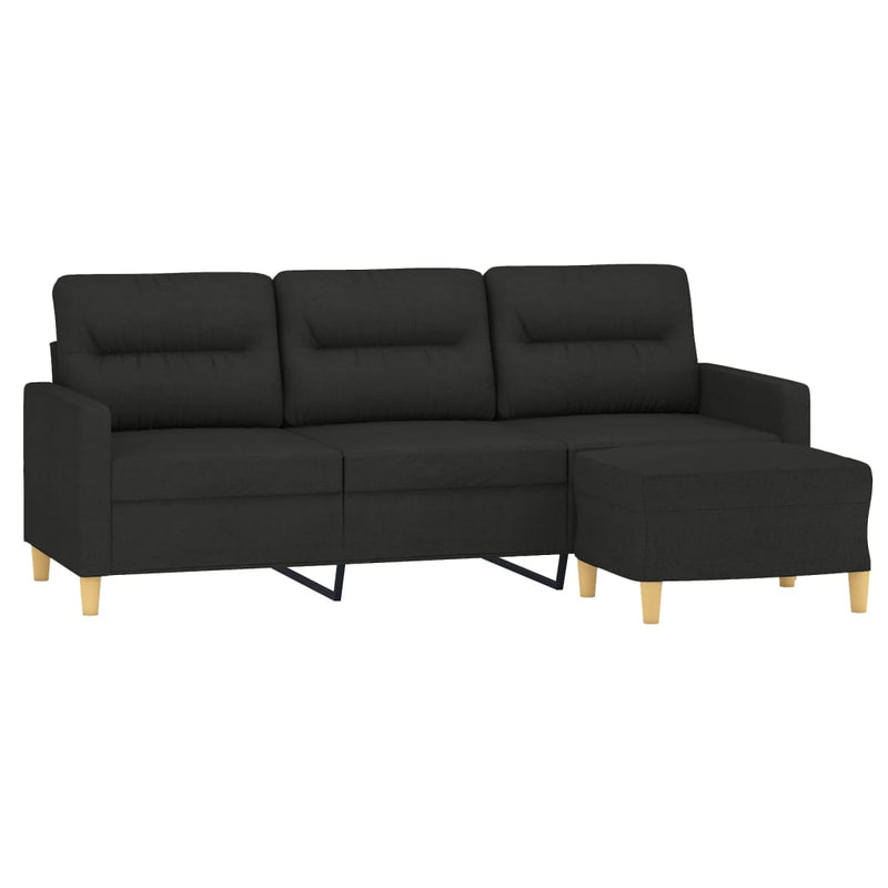 vidaXL 3-Seater Sofa with Footstool Black 180 cm Fabric