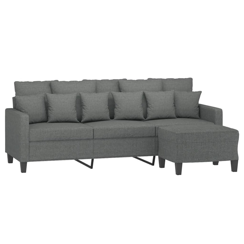 vidaXL 3-Seater Sofa with Footstool Dark Grey 180 cm Fabric