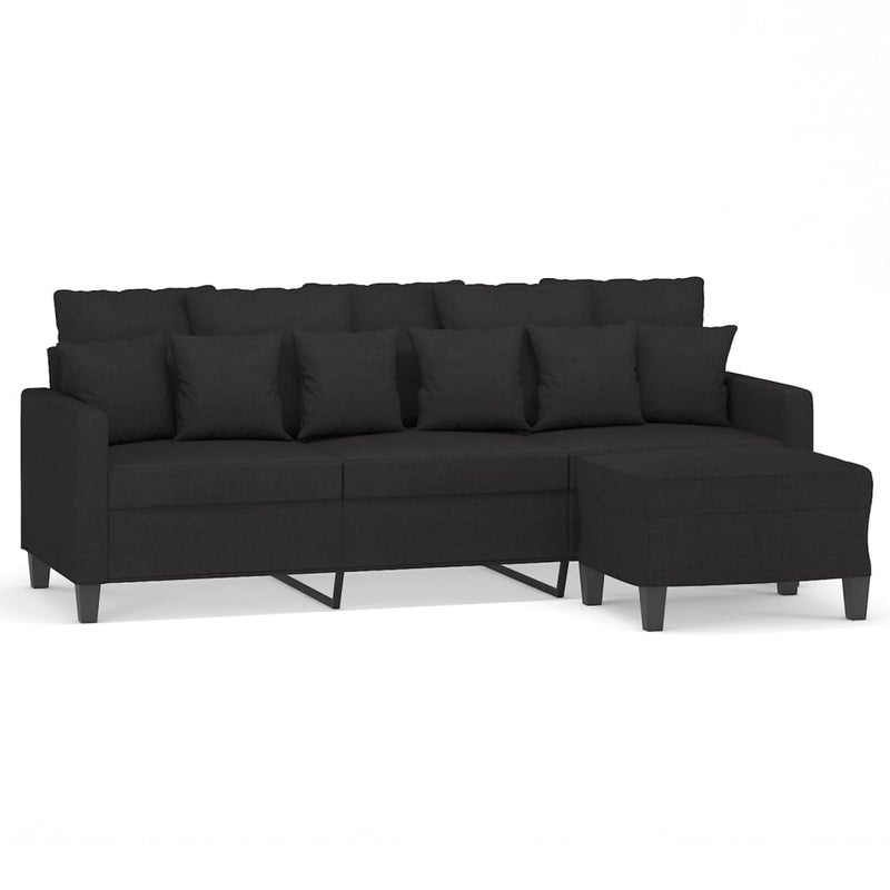 vidaXL 3-Seater Sofa with Footstool Black 180 cm Fabric