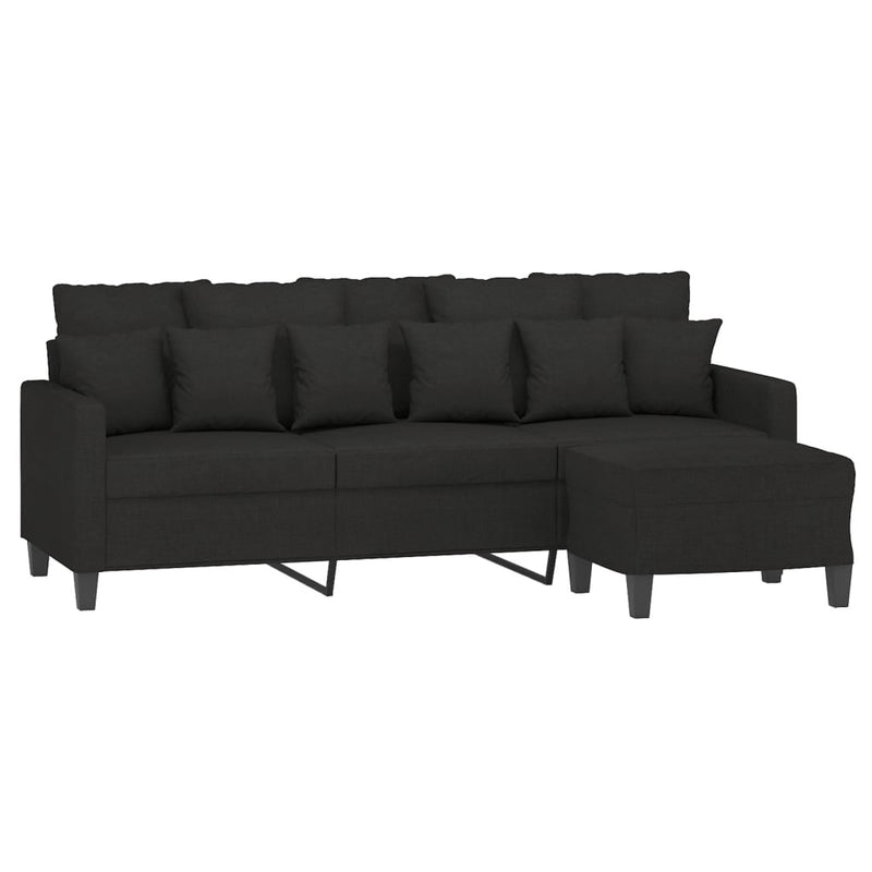 vidaXL 3-Seater Sofa with Footstool Black 180 cm Fabric