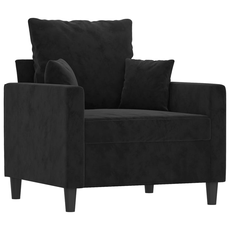 vidaXL Sofa Chair with Footstool Black 60 cm Velvet